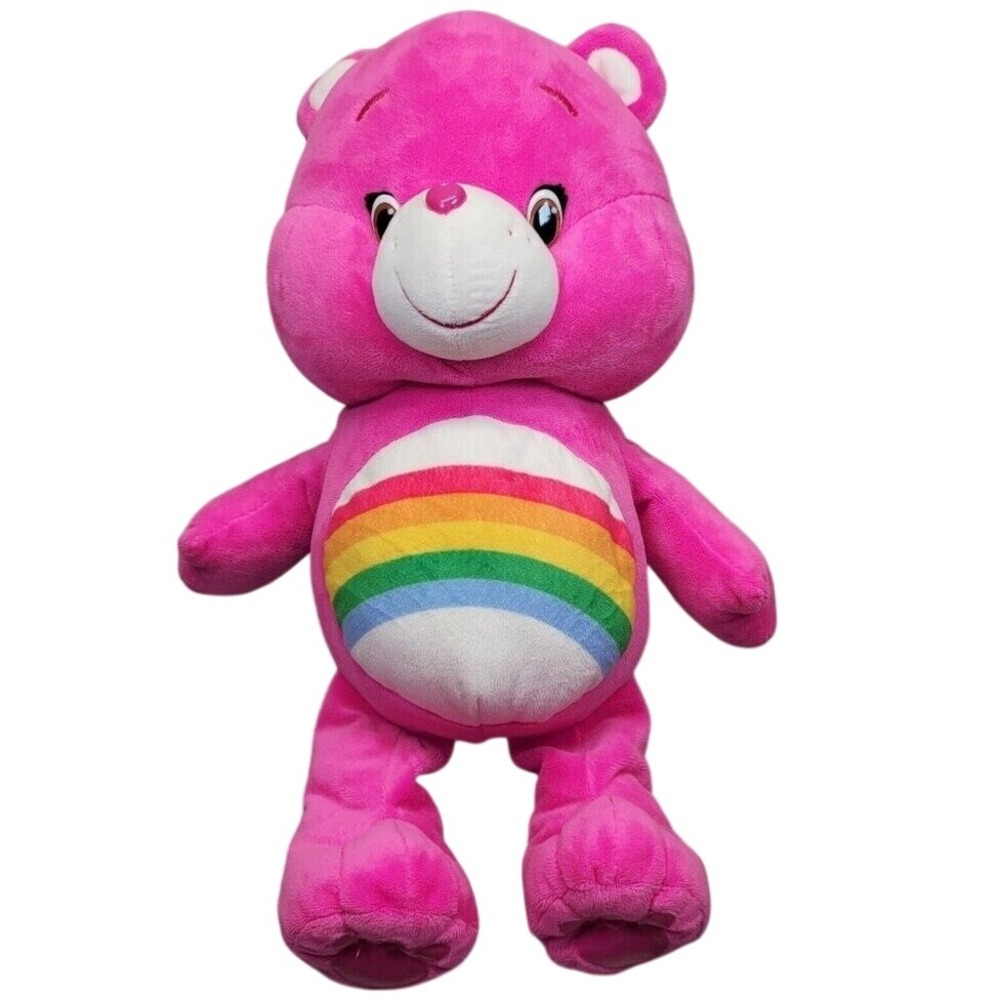 Care Bears Plush Pink Cheer Bear Rainbow Belly 2015 Just Play Stuffed Animal